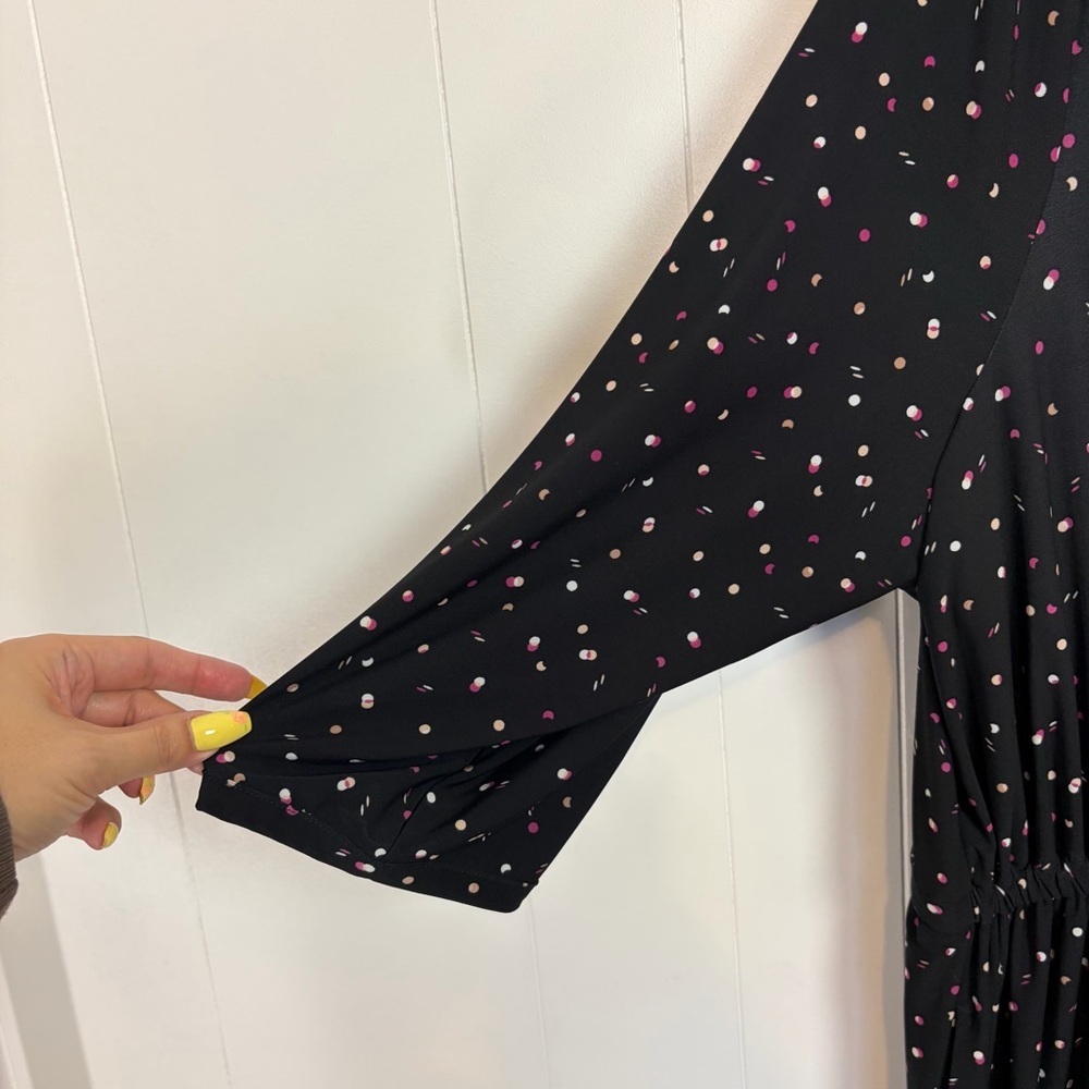 Penningtons Navy Blue 3/4 Sleeves Knee Length Polka Dot Dress Stretchy Size 3X - Picture 5 of 14